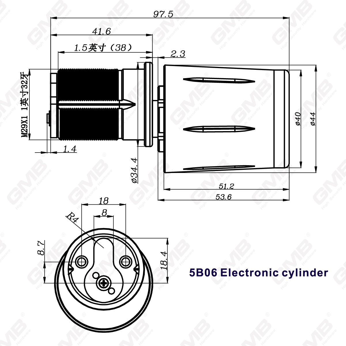 Wysokie bezpieczeństwo wielopoziomujące sposoby IP67 WIFI Digital Regulowane Modular Modular Profil Smart Electronic Door Block Cylinder (5B06)